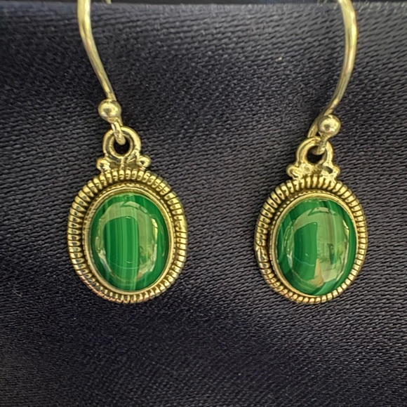 Jewelry - Malachite 925 Sterling Silver Dangle Earrings